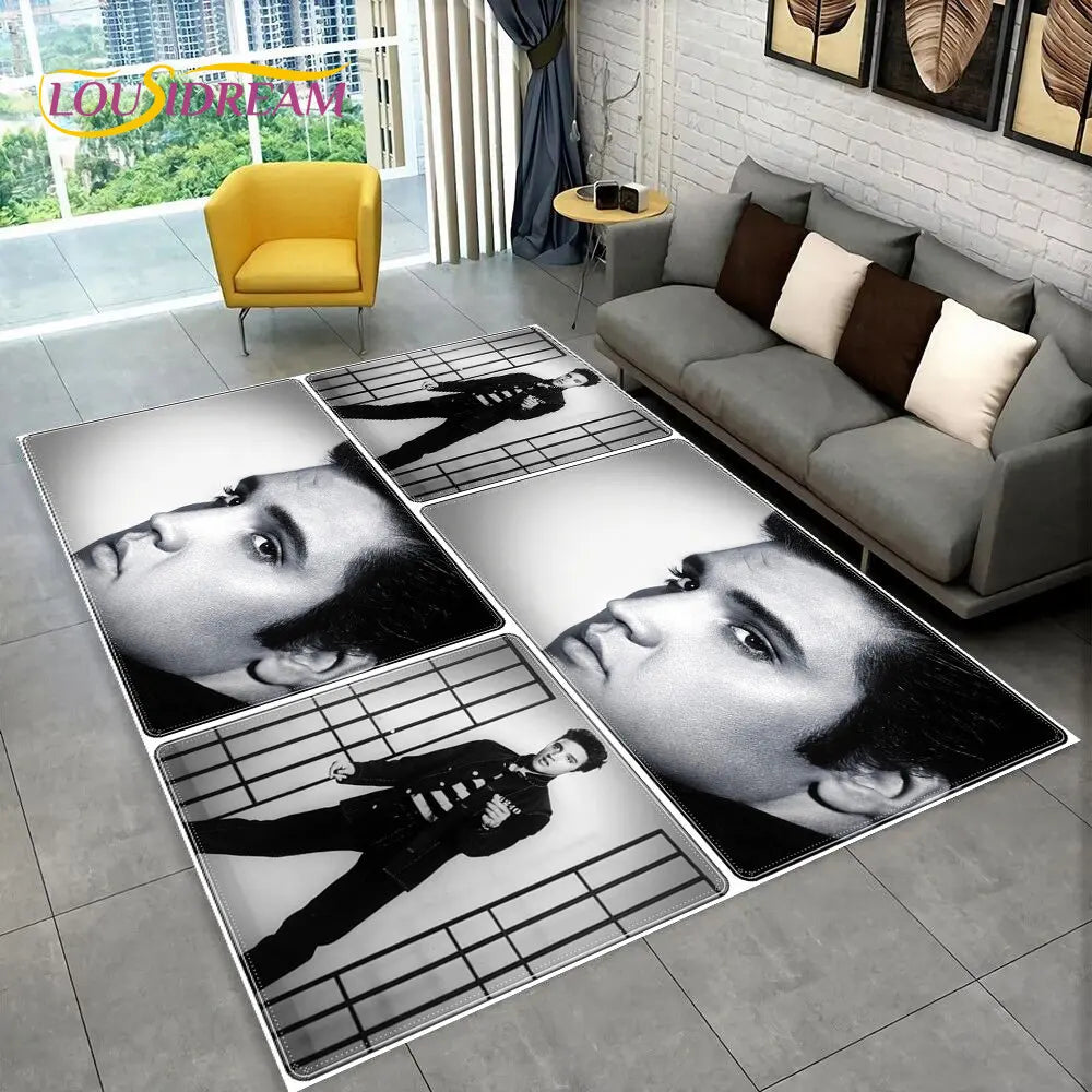 The King Elvis Presley Retro Area Rug,Carpet Rug for Living Room Bedroom Sofa Doormat Decoration,kids Play Non-slip Floor Mat 3D
