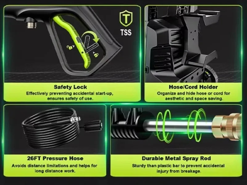 Electric Pressure Washer – Four Nozzles & Foam Cannon