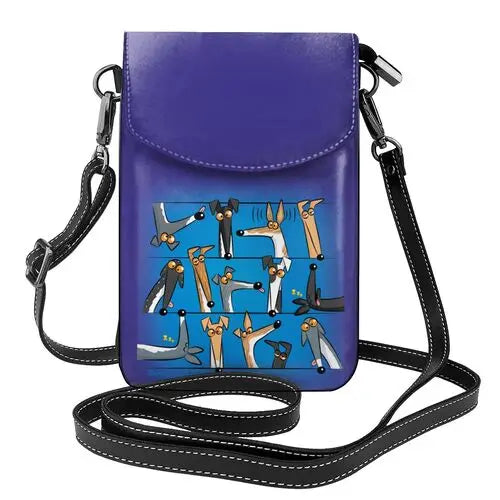 Greyhound Print Crossbody Shoulder Bag – Cartoon Dog Pattern Flap Purse for Women