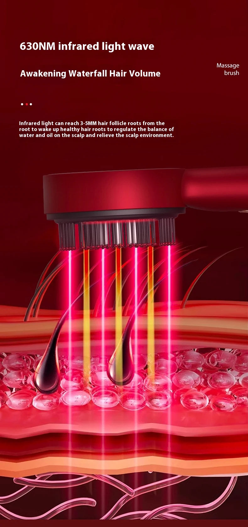 Red Light Therapy Scalp Massage Comb — Anti-Hair Loss LED Hair Growth Device