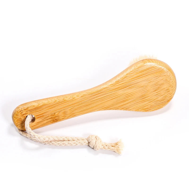 Natural Bamboo & Horsehair Facial Cleansing Brush – Deep Pore Scrubber, Dry & Wet Use, 2 Styles