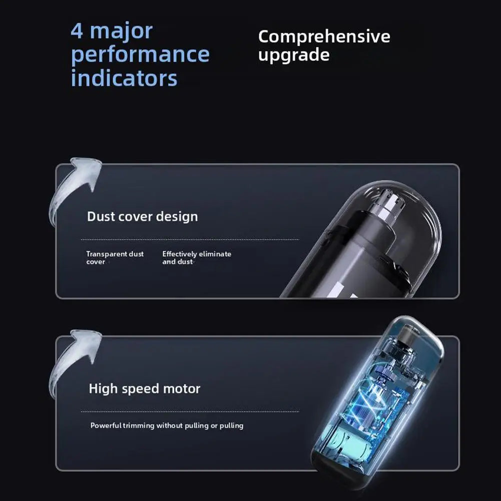 Mini Electric Nose & Ear Hair Trimmer – USB Rechargeable, One-Button Start, Low Noise, Washable