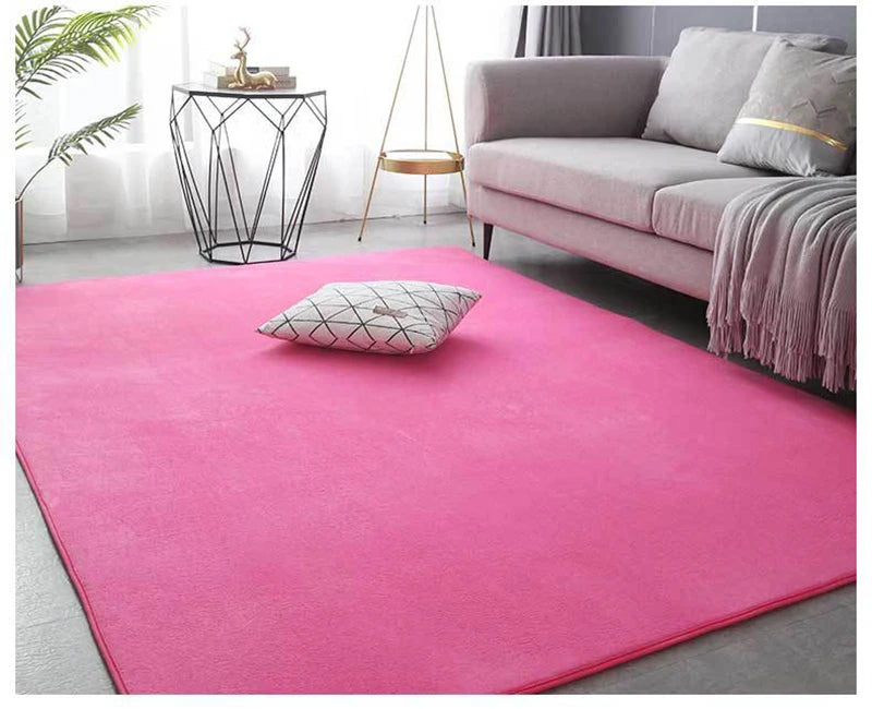 VIKAMA Solid Color Coral Velvet Rug – Soft Non-Slip Kids Play Mat & Bedroom Carpet