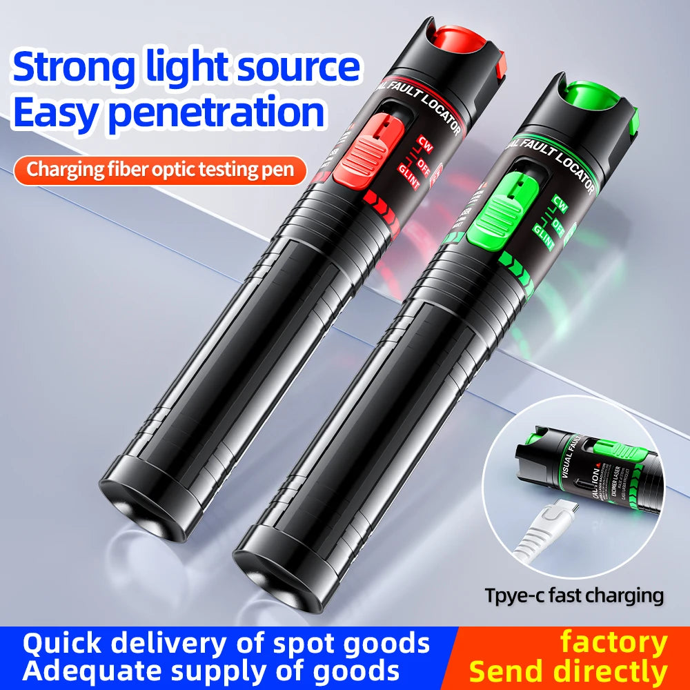 Rechargeable Green VFL Fiber Optic Tester – 15mW to 100mW Visual Fault Locator Pen