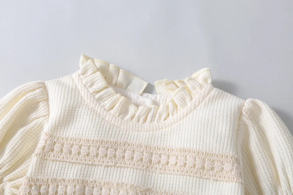 Baby Girl Tutu Skirt Bodysuit — Waffle Lace One-Piece Party Outfit for Toddlers