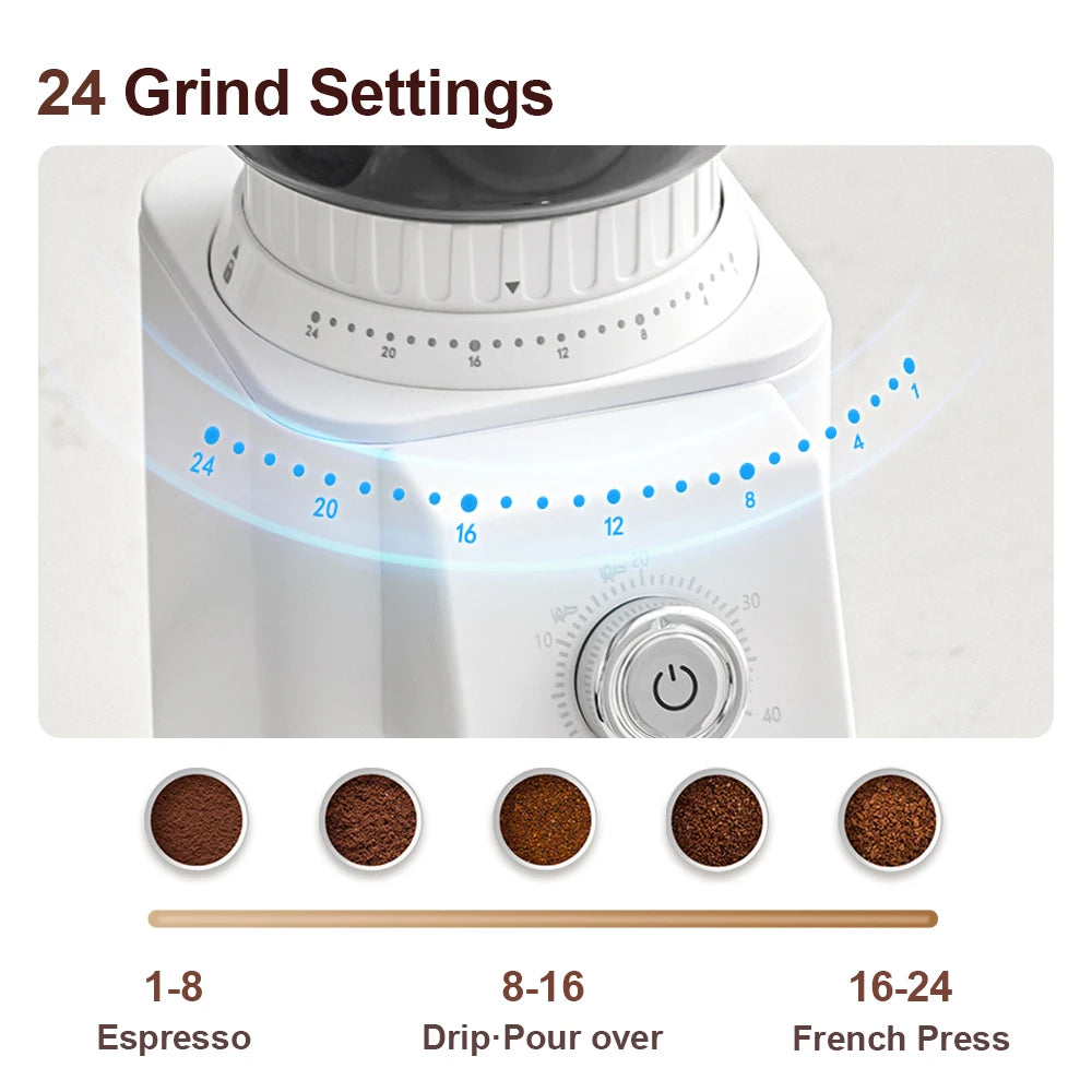 Couplux Electric Coffee Grinder – Precise Grinding with Detachable Funnel Stand 220V
