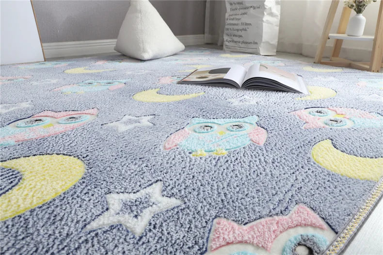 Rainbow Unicorn Glow in the Dark Area Rug – Large Kids Room Carpet with Stars