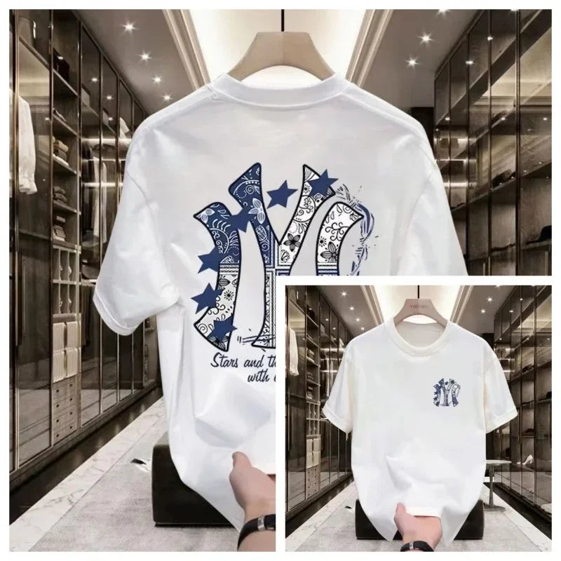 Men's Trendy Street Print T-Shirt — Loose Fit Cotton Short Sleeve Streetwear Tee