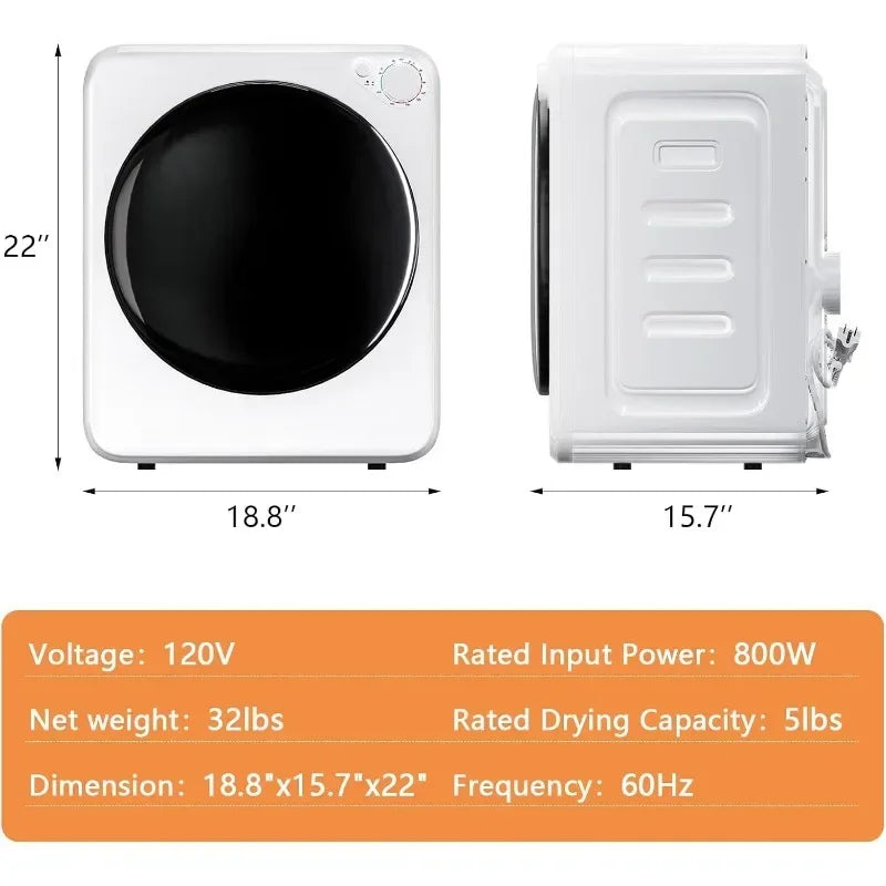Portable Washer & Dryer Combo Set — 32 lbs Dryer Capacity, 5 Drying Modes, 18 lbs Fully Automatic Washing Machine