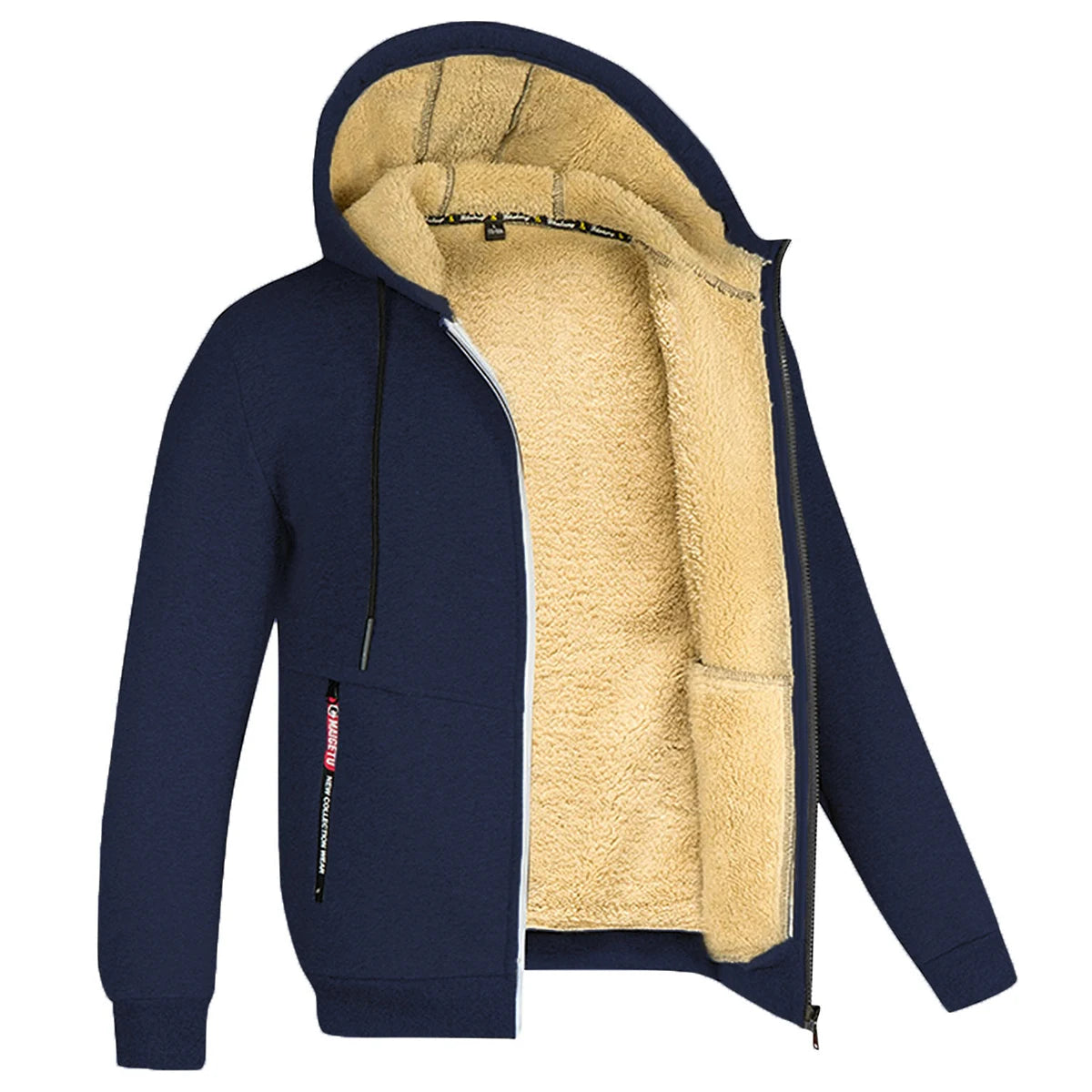 Men's Camouflage Fleece Hooded Zip Jacket – Thick Streetwear Coat for Autumn & Winter