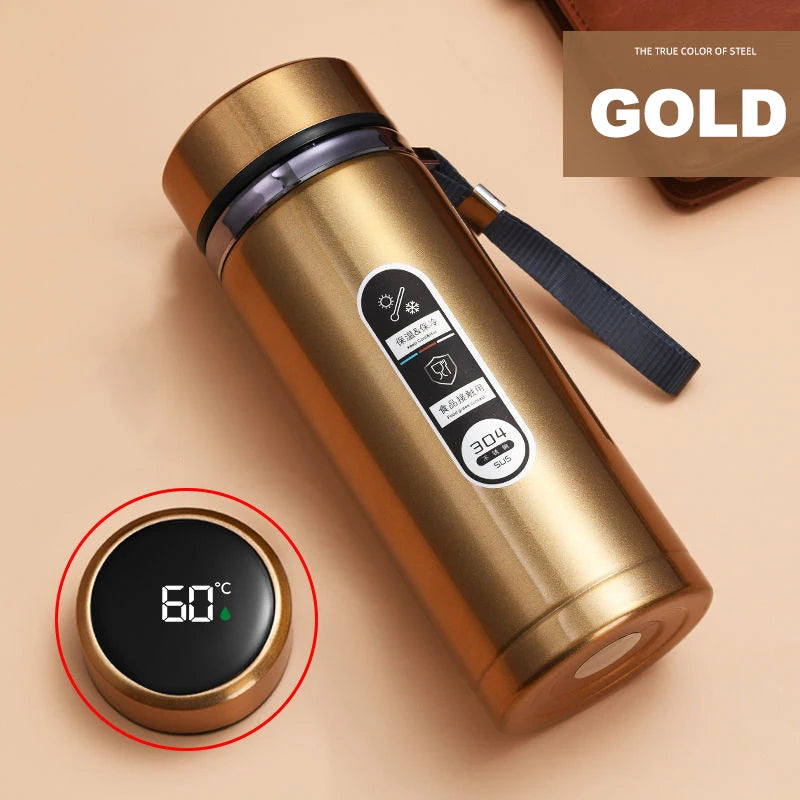 Stainless Steel Thermos Bottle with LED Temperature Display – 500ml–1L Vacuum Flask