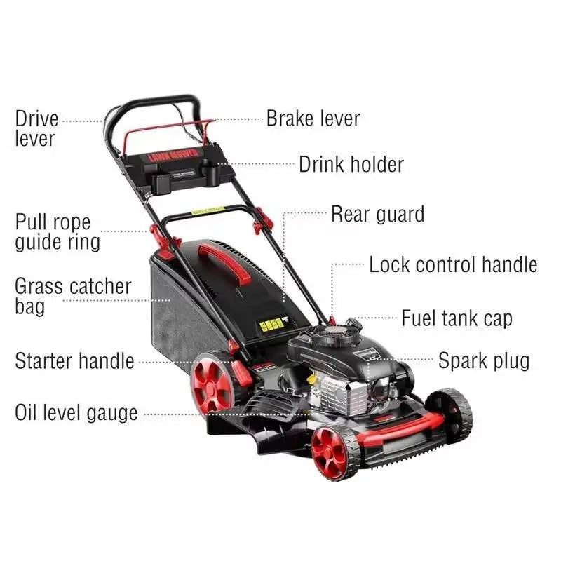 201cc 21-Inch Gas Lawn Mower | 3-in-1 Bagging, Side Discharge & Mulching, 7-Position Height, Hand Push or Self-Propelled