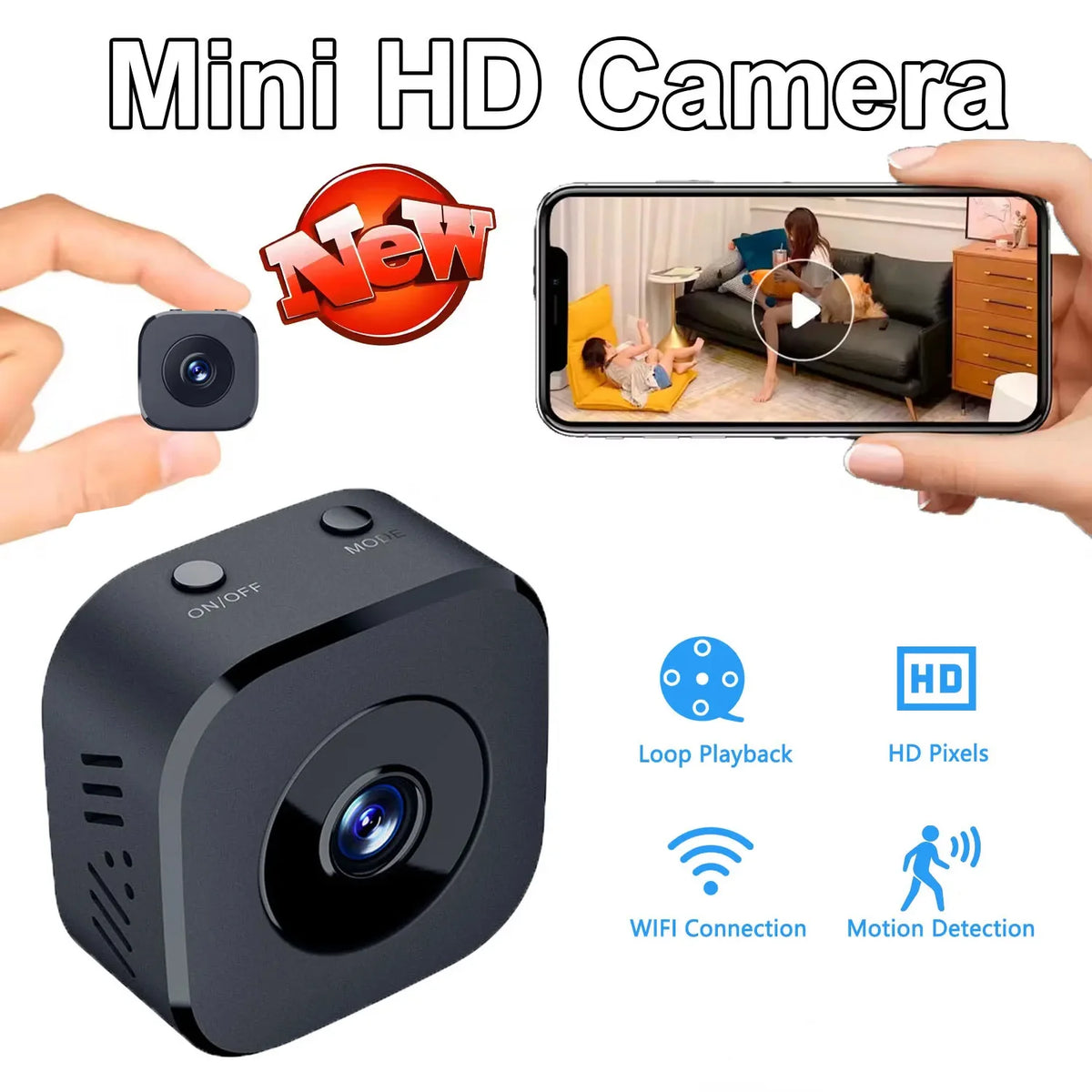 HD Mini WiFi Security Camera – Full Color Night Vision, Motion Detection, Waterproof | Indoor & Outdoor