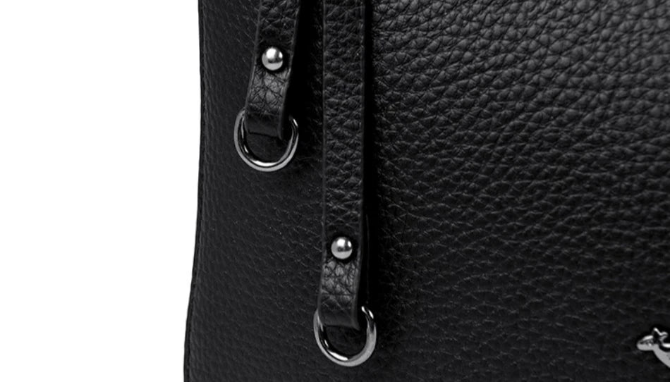 VANDERWAH Genuine Cow Leather Letter Sequin Crossbody Tote – Luxury Designer Shoulder Bag for Women