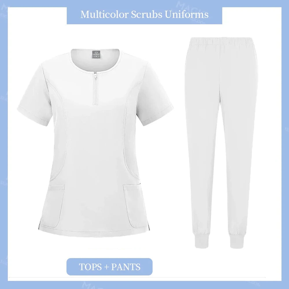 Medical Scrubs Set for Women & Men – Short Sleeve Stretch Scrub Uniform