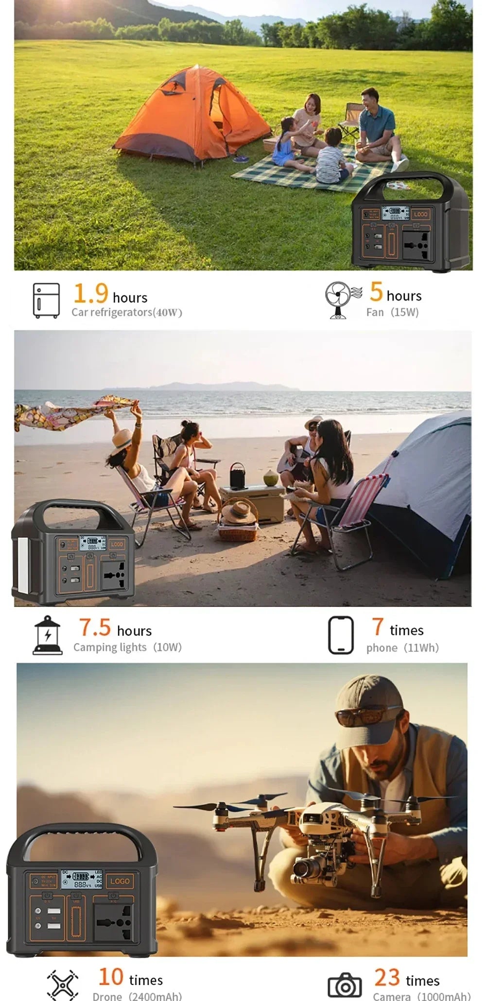 300W Portable Power Station, 230Wh LiFePO4, 220V
