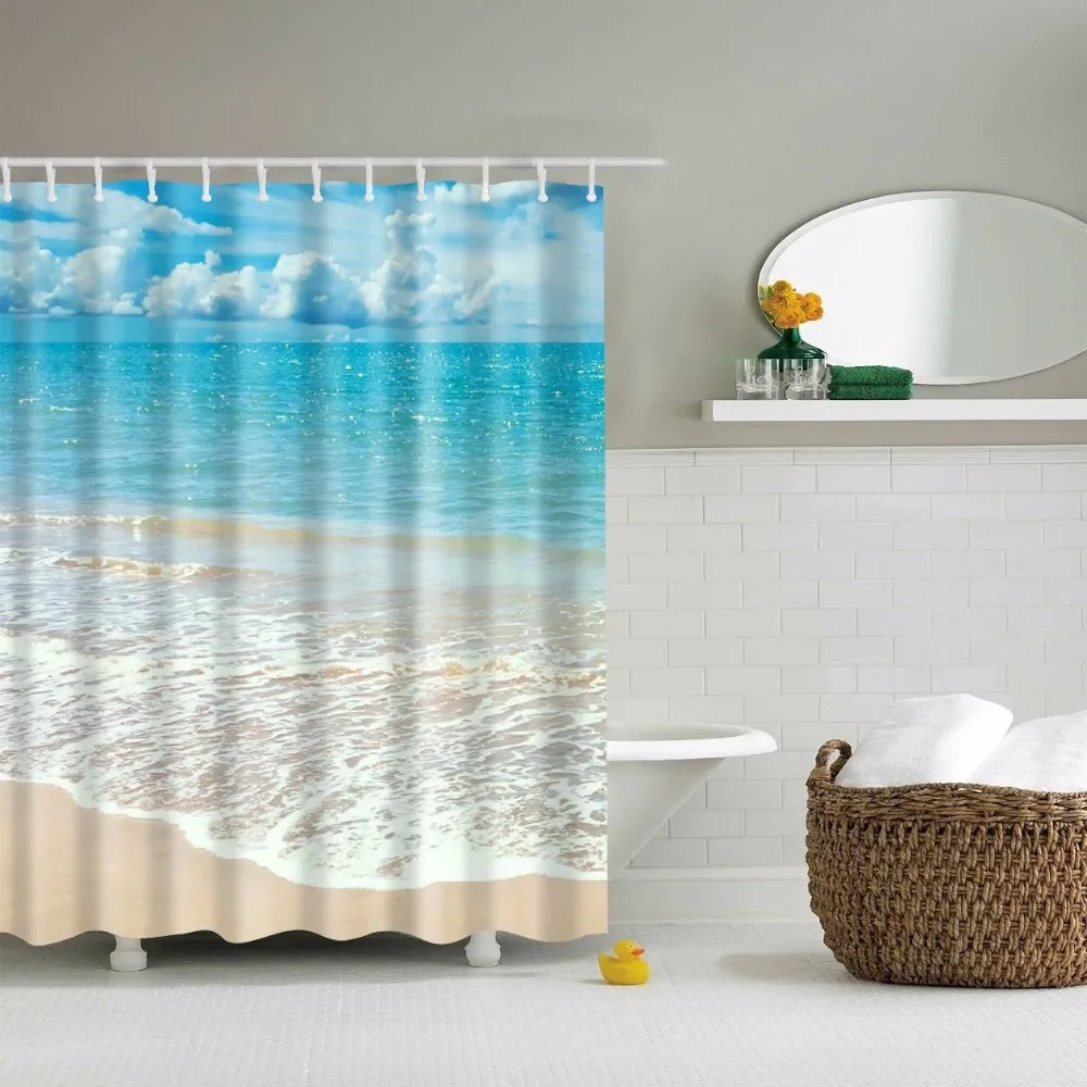 Seaside Beach Shells Bathroom Shower Curtain