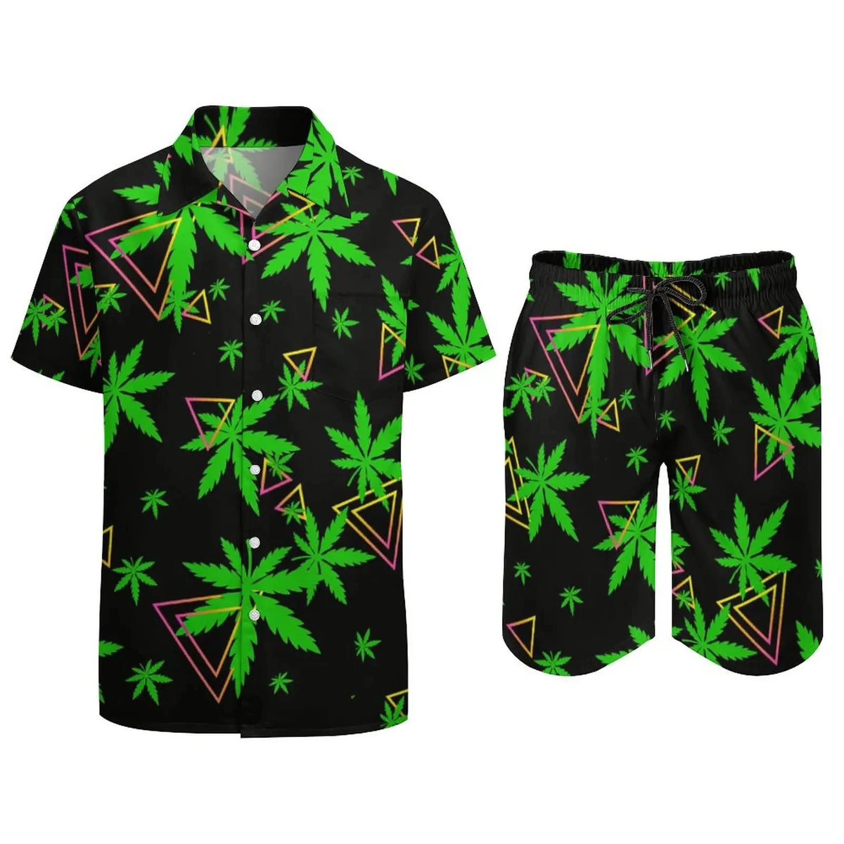 Men's Psychedelic Magic Mushroom 3D Print Shirt & Beach Shorts – Oversized Hawaiian Set