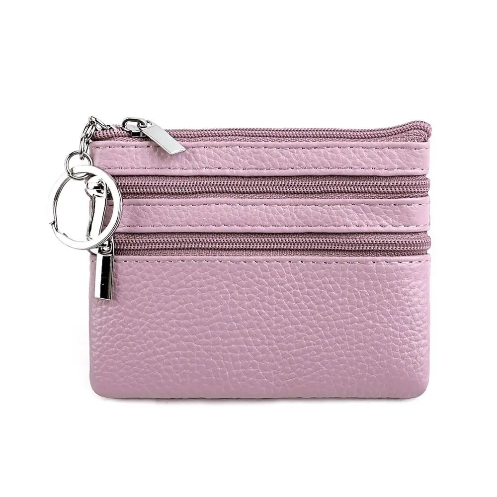 PU Leather Coin Purse with Key Ring – Waterproof Zipper Pocket Wallet & Credit Card Holder
