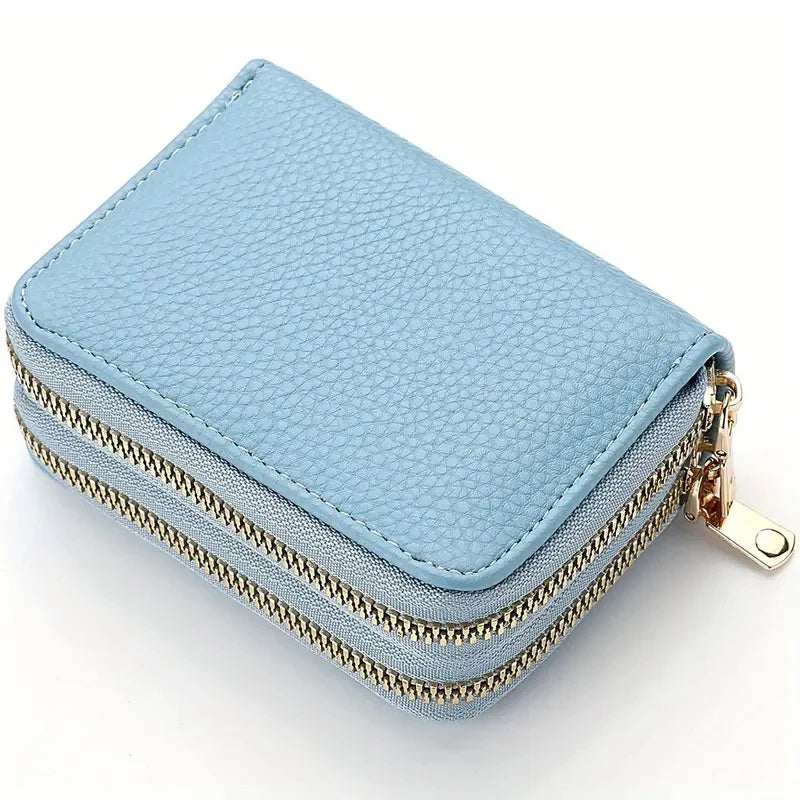 Women's Double Zipper Short Wallet – Fashion Credit Card Holder with Large Capacity Coin Purse