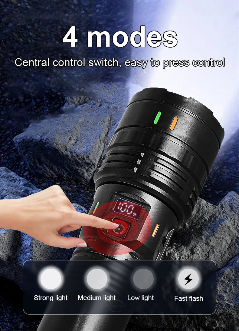 Ultra Bright Long Range LED Tactical Flashlight – Rechargeable Portable Camping Lantern