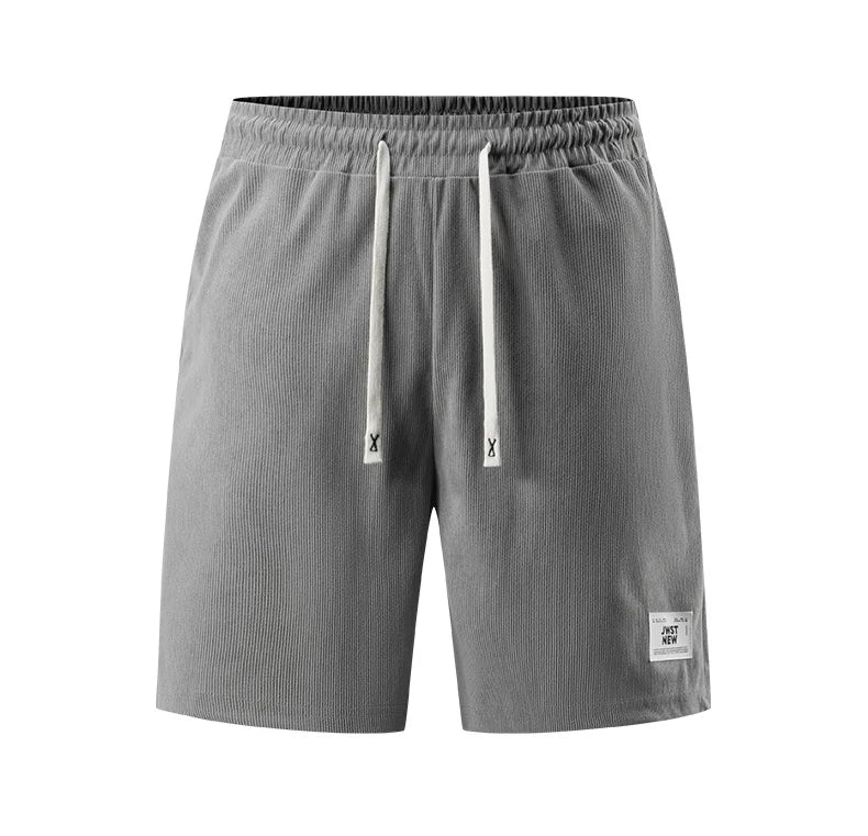 Men's Corduroy Stretch Letter Print Shorts — Casual Textured Shorts