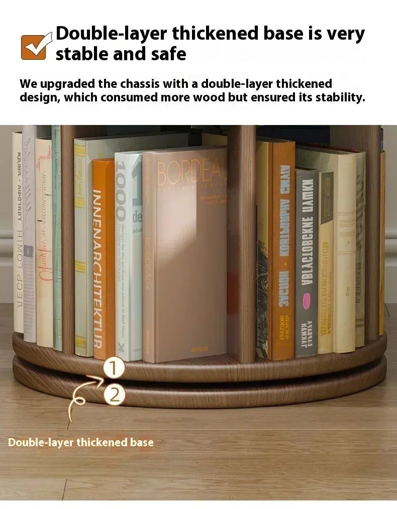 Vintage Rotating Bookcase – Compact Wooden Miniature House Display Shelf
