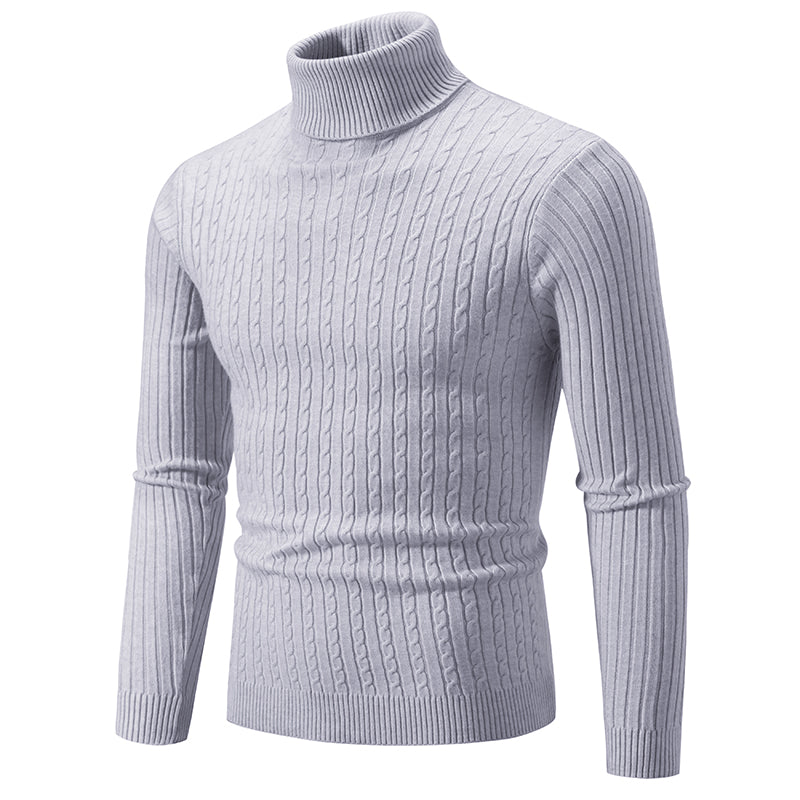 Men's High Neck Turtleneck Knit Sweater — Classic Winter Knitwear