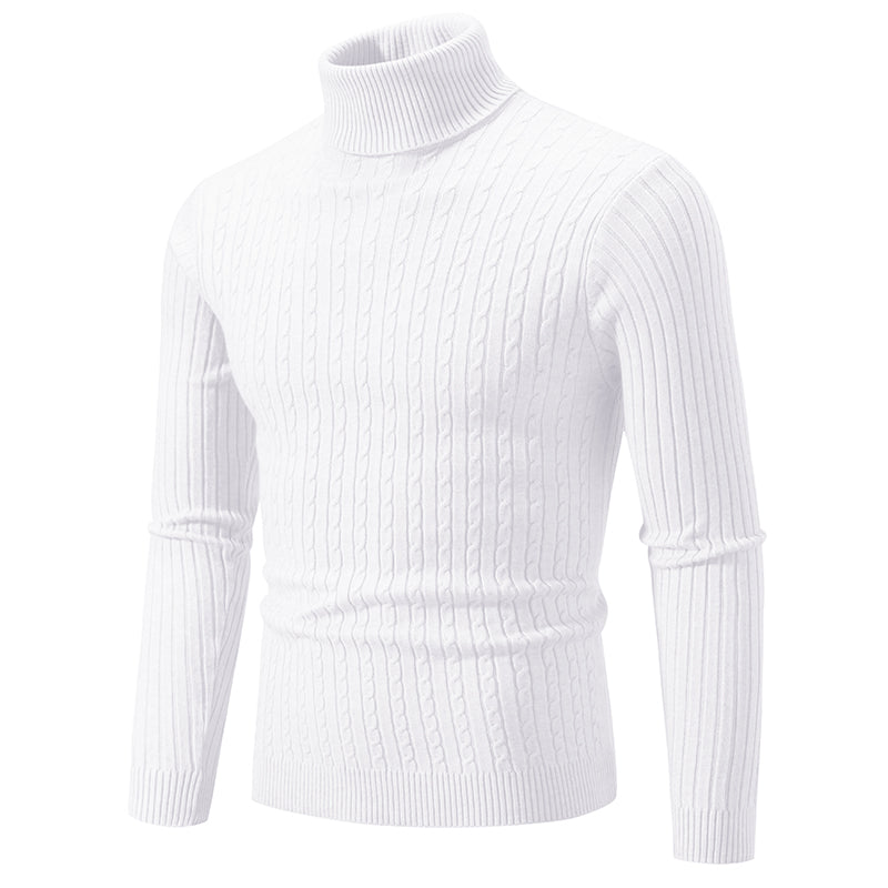 Men's High Neck Turtleneck Knit Sweater — Classic Winter Knitwear