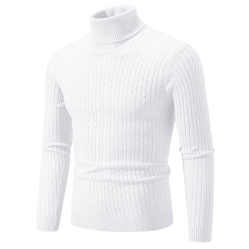 Men's High Neck Turtleneck Knit Sweater — Classic Winter Knitwear