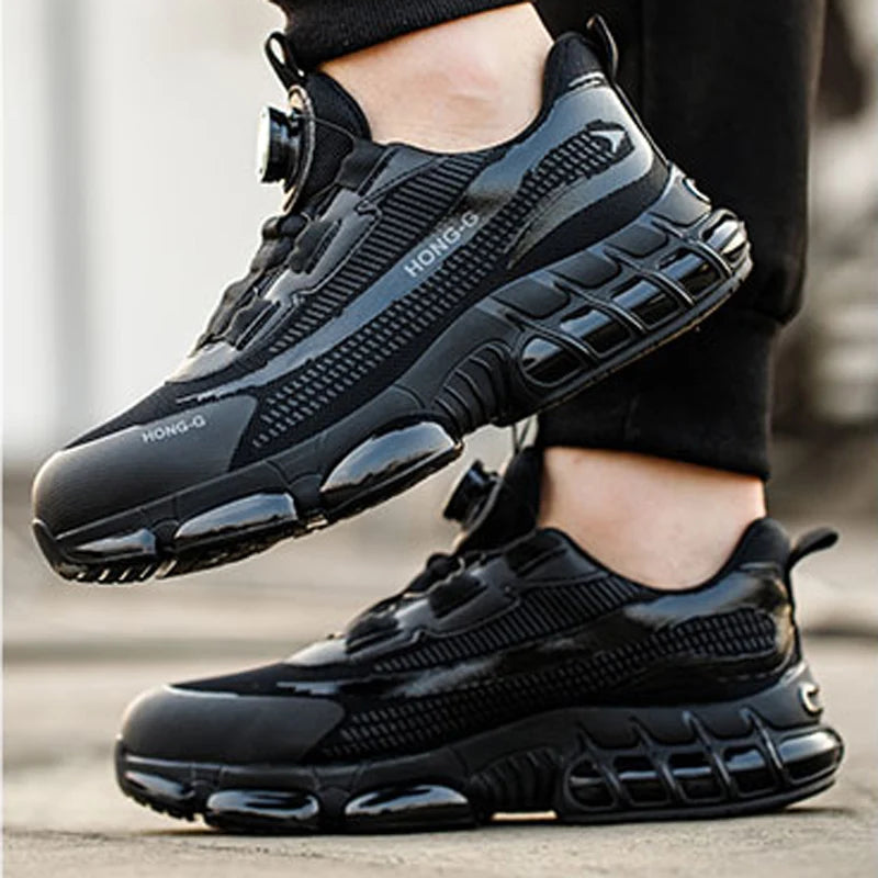 Men's Air Mesh Button-Closure Work Shoes