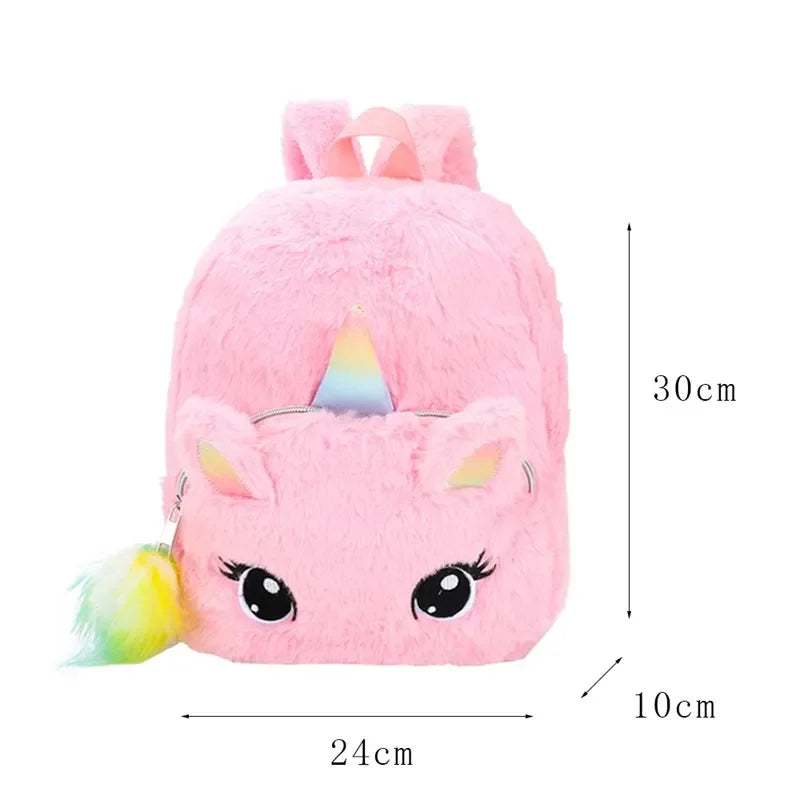 Unicorn Backpack – Girls Plush School Bag