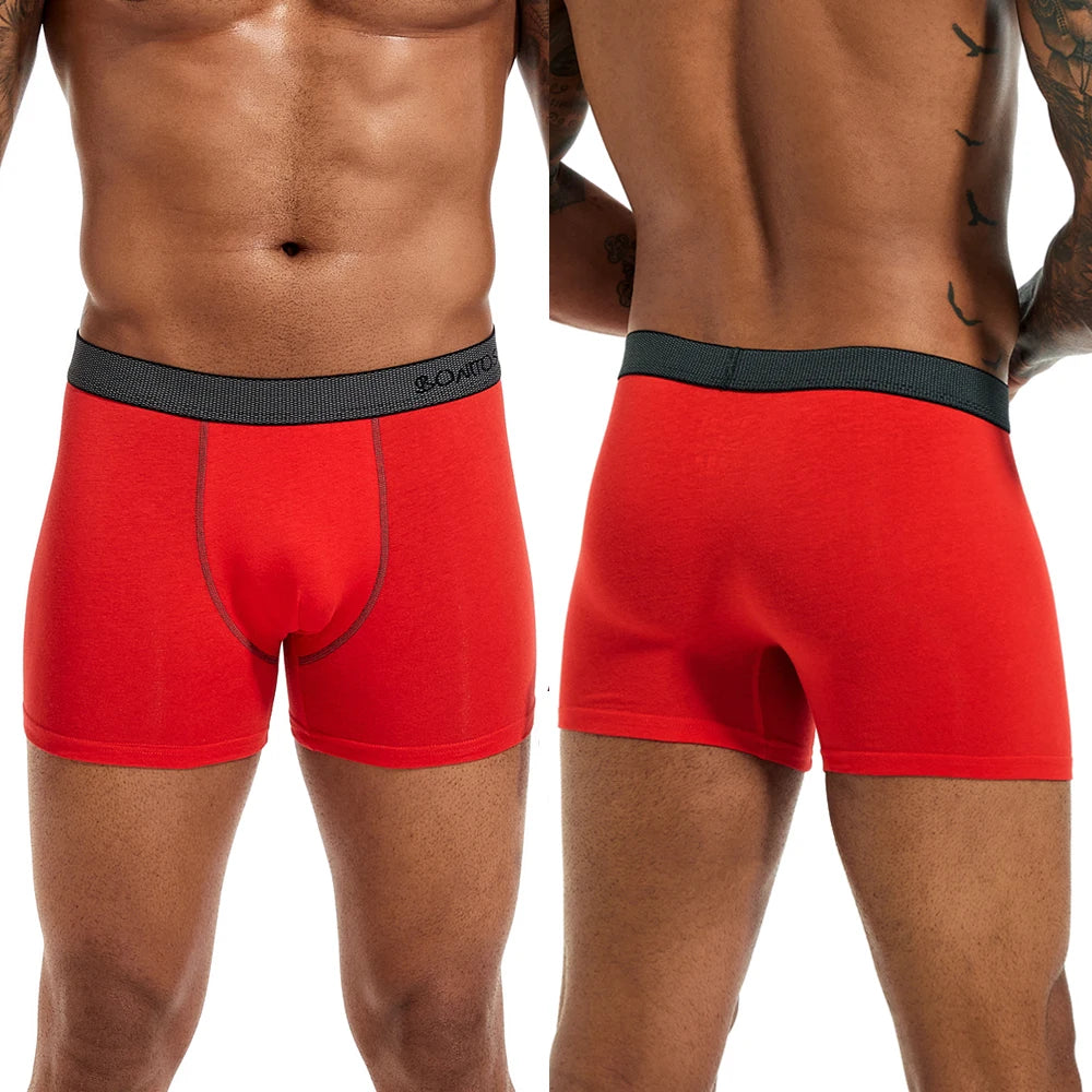 Men's Cotton-Blend Boxer Briefs with Letter Waistband, 4-Pack