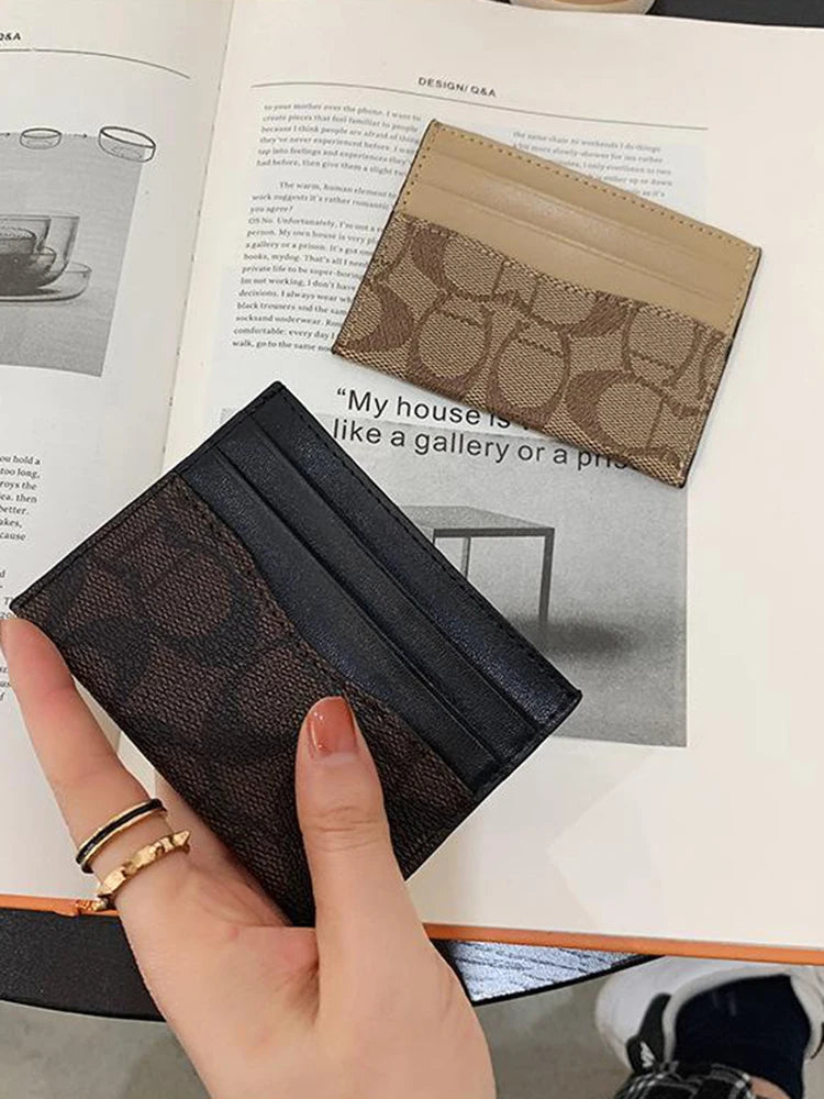 Women's Multi-Function PU Leather Card Holder Wallet – Short Coin Purse in Black & Khaki
