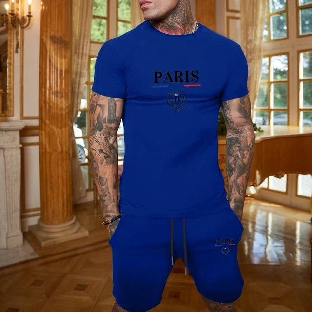 Men's Short Sleeve T-Shirt & Split Shorts Set – Fashion Jogging Casual Sport 2-Piece