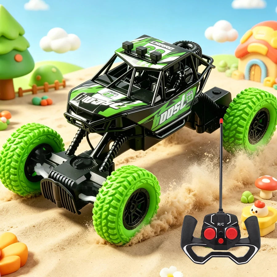 RC Car with Colorful Flashing Lights & Rubber Wheels – Off-Road Climbing Toy for Kids