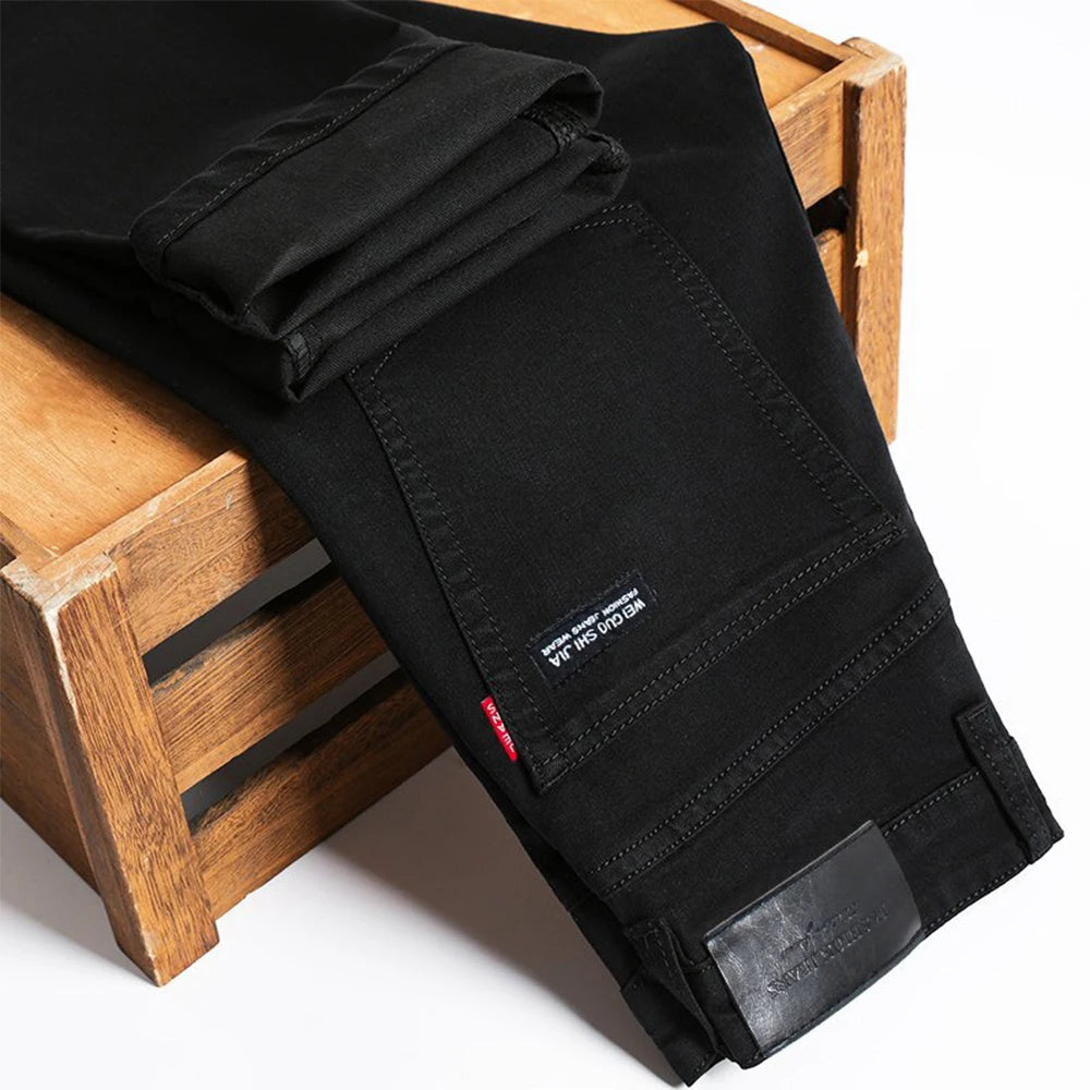 Men's Vintage Straight Stretch Jeans — Classic Business Denim Trousers