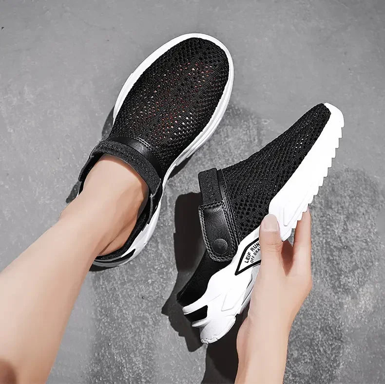 Men's Orthopedic Mesh Sandal Slippers – Hollow Out Breathable Diabetic Walking Shoes with Arch Support