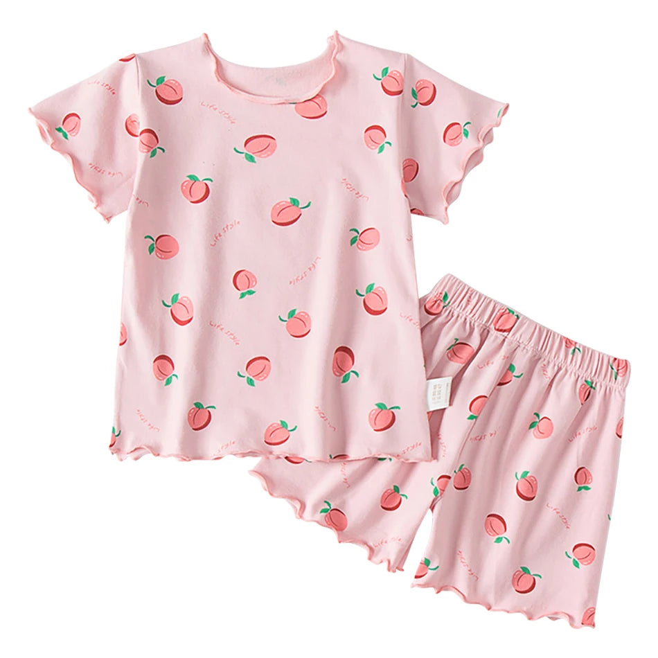 Baby Girl Strawberry Pajamas Set | Short Sleeve 2-Piece Toddler Summer Sleepwear