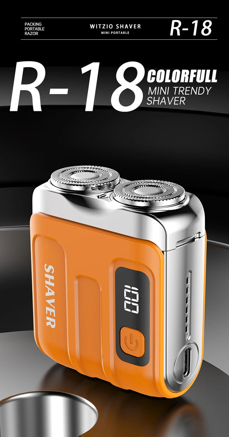 Mini Electric Smart Shaver – Digital Display, Dual Blade Rechargeable Beard Trimmer for Home & Car