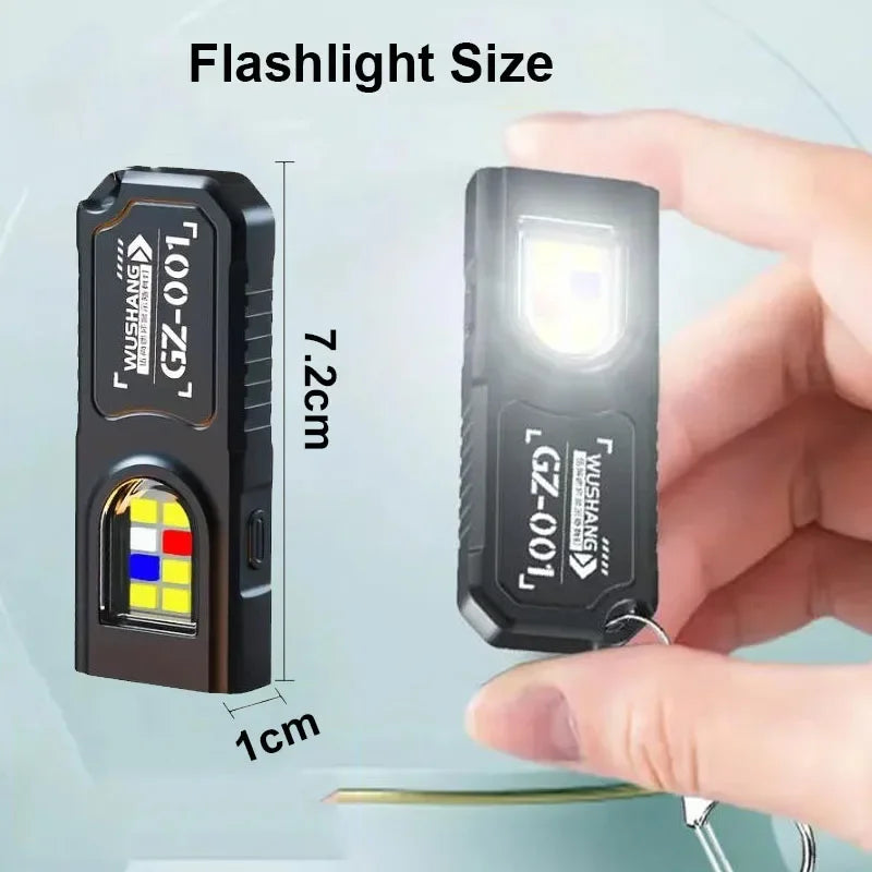 Mini COB LED Keychain Flashlight – USB-C Rechargeable, 5-Mode, IPX6 Waterproof EDC Pocket Light
