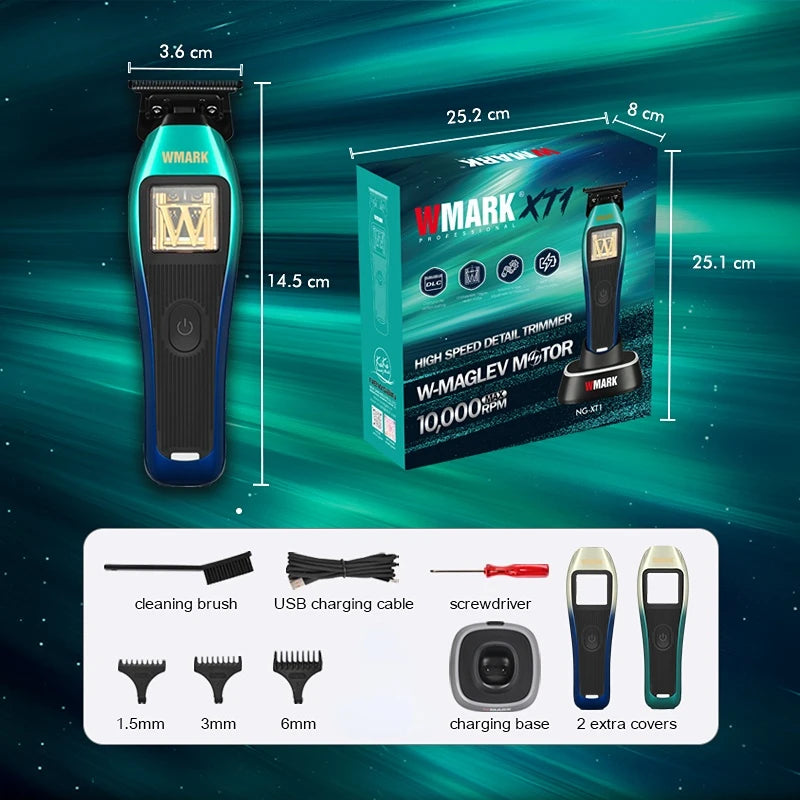 WMARK NG-X1 POLAR Professional Hair Clipper – Vector Motor, 10,000 RPM, DLC Blade, 150-Min