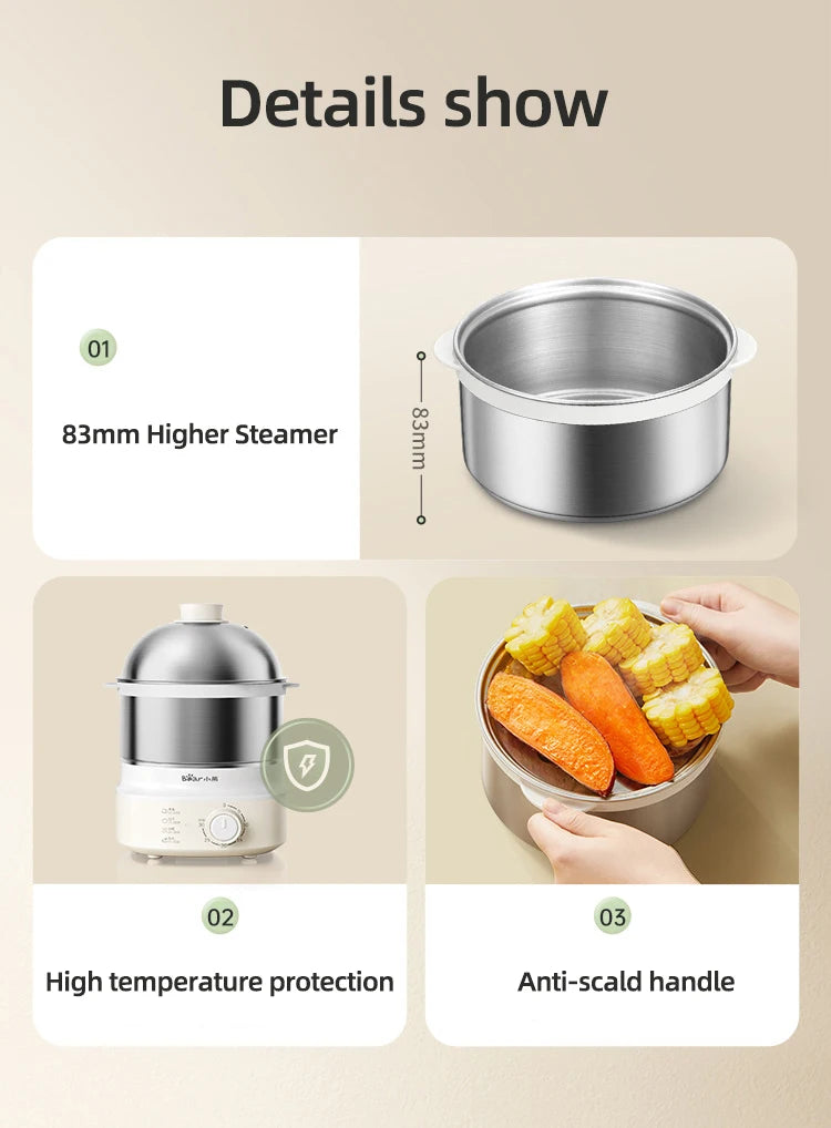 360W Electric Egg Cooker with Timer — Multicooker Steamer