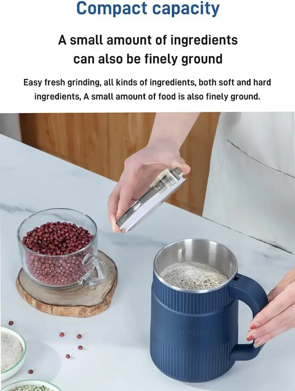 Electric Coffee & Grain Grinder – 500ml Stainless Steel, Beans, Grains & Spice Mill for Kitchen