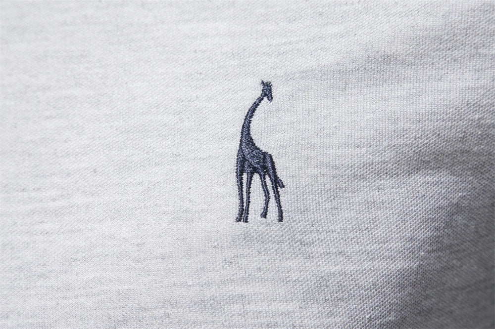 Men's Deer Embroidery Long Sleeve Polo Shirt — Luxury Detail Casual Polo