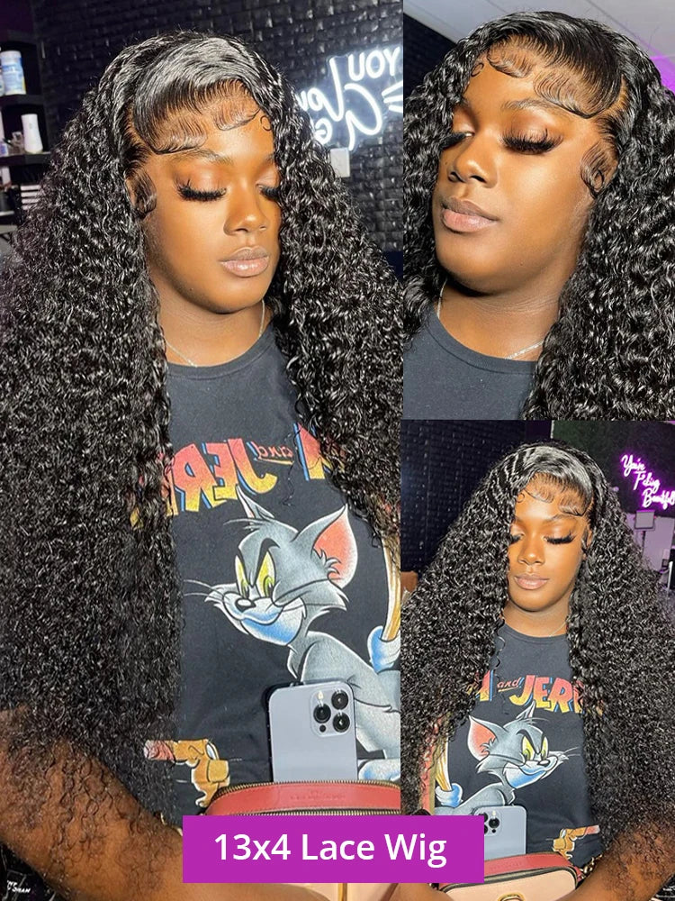 200 Density 40 Inch Deep Wave Lace Front Wig | 13x4 13x6 360 HD Lace Water Wave Curly Human Hair for Black Women