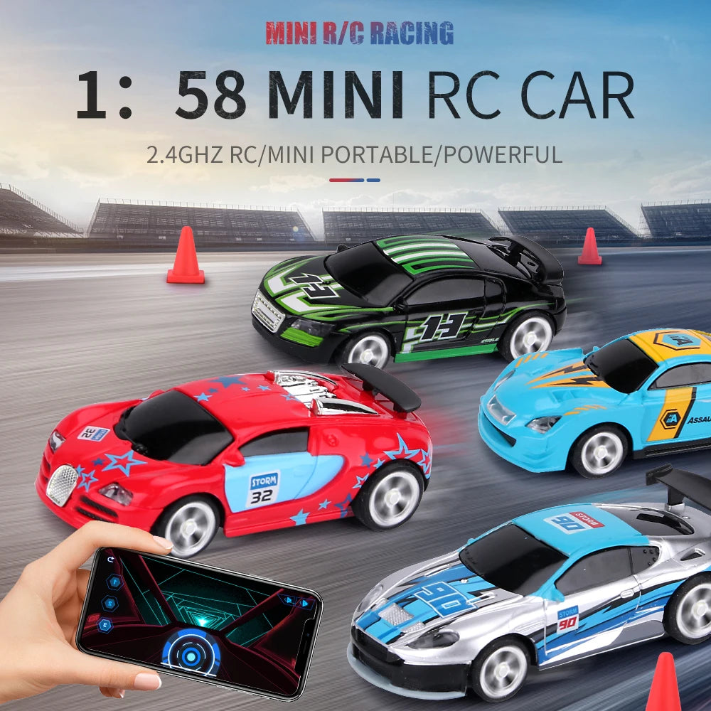1:58 Scale Mini RC Car – Bluetooth Drift Buggy in Collectible PVC Can Pack
