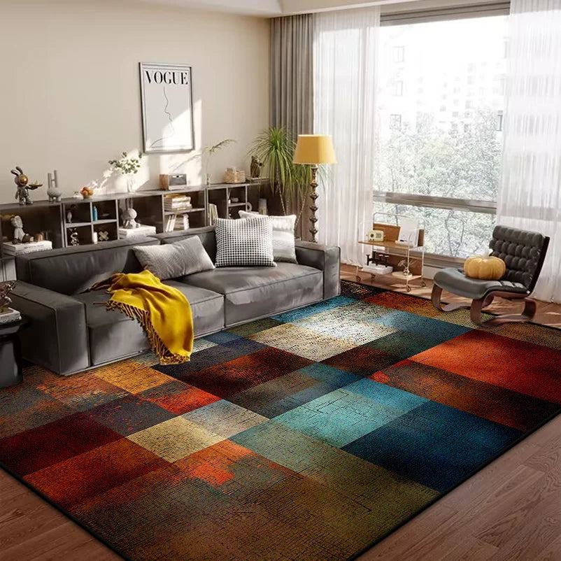 Geometric Abstract Large Area Rug – Non-Slip Custom Floor Mat for Living Room & Bedroom, 15 Colors & 15 Sizes