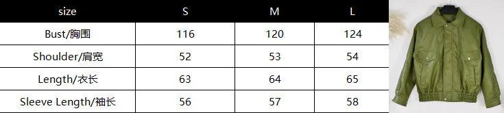 Women's Green Faux Leather Jacket – Loose Fit Lapel