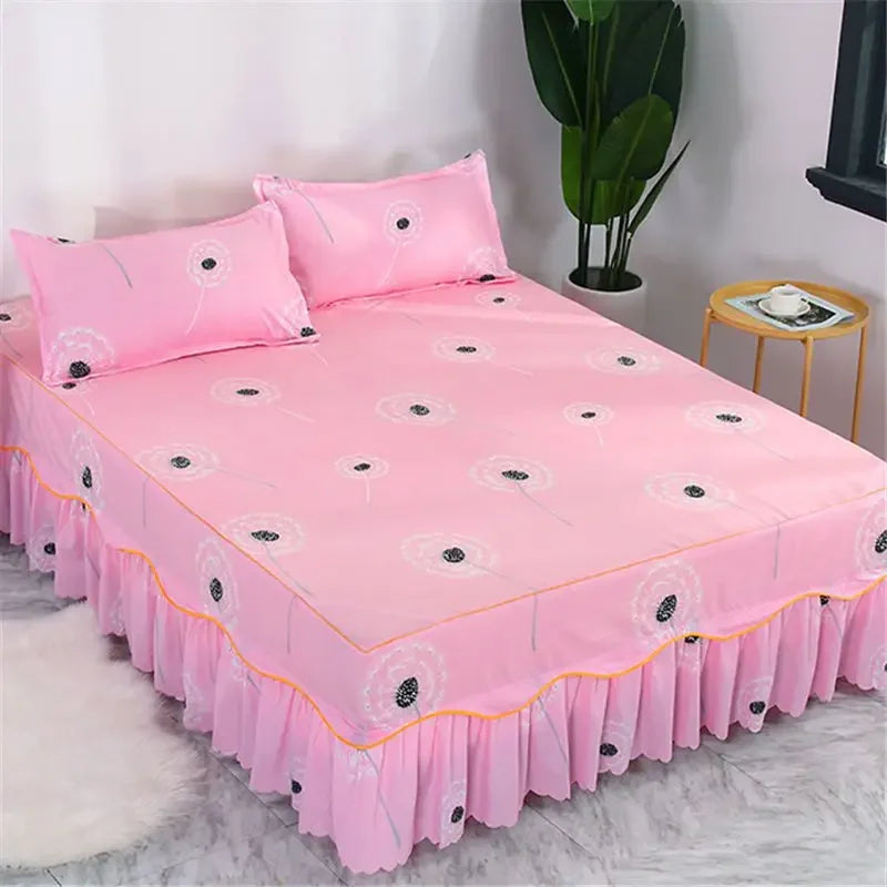 Cotton Quilted Bed Skirt – Double-Thickened Non-Slip Breathable Mattress Cover